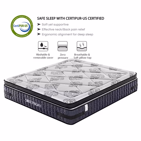 180X200 Hybrid Queen Latex Foam Spring Mattresses Vacuum Packed Compression Cotton Cooling Gel Memory Foam Mattress Pocket Innersprings for Motion Isolation